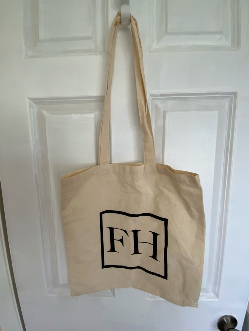 FH Logo Canvas Tote Bag in Natural